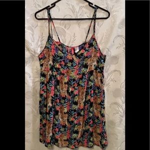 Divided Floral Print Spaghetti Strap Dress/ Shirt